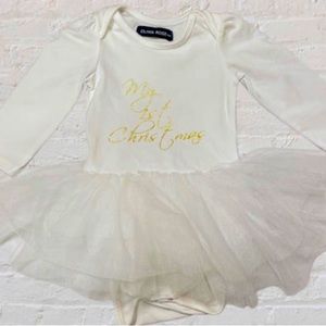 Olivia Rose White Tutu My First Christmas with Gold Letters